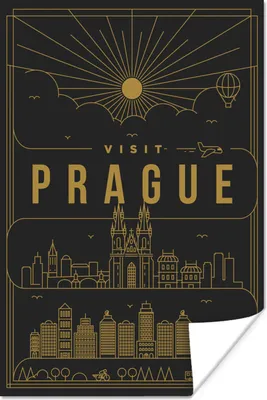 Produktbild von MuchoWow® Poster Prag - Skyline - Gold 40x60 cm - Plakate für die Wand - Poster Babyzimmer