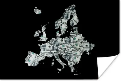 Produktbild von MuchoWow® Poster Karte - Europa - Geld 120x80 cm - Bilder