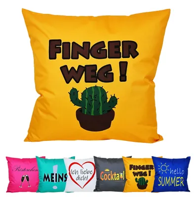 Produktbild von JACK 50x50cm Motiv Outdoor Lounge Kissen Dekokissen inkl. XXL-Füllung Wasserabweisend Sitzkissen Garten Stuhl Lotus Effekt lustig, Farbe:Finger weg