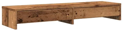 Obrázek produktu pro Stojan na dva monitory s zásuvkami, vyrobený ze dřeva, rozměry 100 x 27 cm