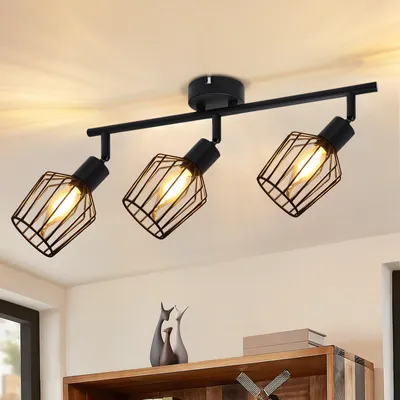 Produktbild von ZMH Deckenlampe Schwarz 3 Flamming E14 Deckenstrahler Metall Drehbare Schwenbar Spotlight Wohnzimmerlampe für Flur Badezimmer Küchen Schlafzimmer