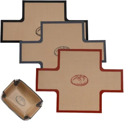 Produktbild von Silikon-Brotbackformen, 2 Stück, ohne Teig-Transferschlinge, wiederverwendbar, 37 x 27 cm, Ofenrot