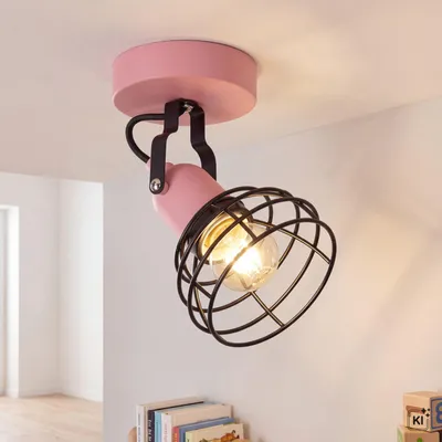 Produktbild von Kinder Deckenstrahler Rosa schwenkbar L:10,5 cm E27 Kinderzimmer Deckenspot, KI-generiertes Bild
