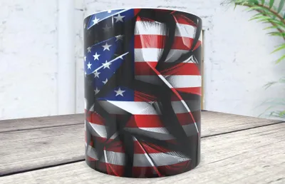 Kaffeetasse mit US-Flagge, 350 ml, Keramik, spülmaschinenfest