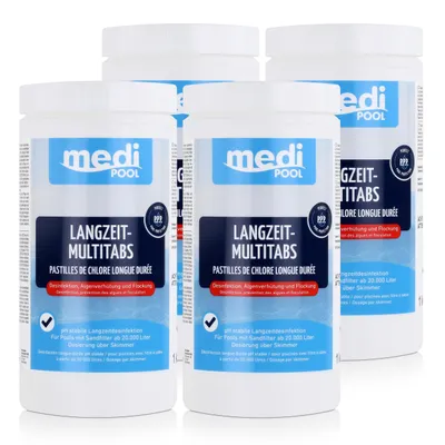 Produktbild von mediPOOL Langzeit-Multitabs 1kg - Algenverhütung und Flockung (4er Pack)