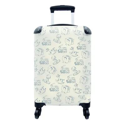 Produktbild von MuchoWow® Koffer Handgepäck Trolley Rollkoffer Kleine Reisekoffer mit 4 Rollen - Tiere - Spielzeug - Muster - Cabin Size < 55x40x23 cm & 55x40x20 cm - Fotokoffer - Kabinenkoffer - Boardgepäck - Reise-Box - Reisekoffer - Reisegepäck - Koffer mit Bild - Trolley für Kinder