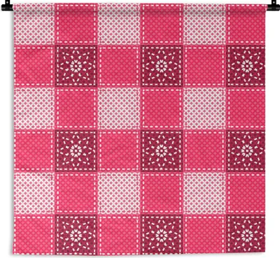 Produktbild von MuchoWow® Wandteppich Wandbehang Rosa - Muster - Blumen 60x60 cm Tapisserie Dekoration Wandtuch - Dekorationen - Wand Decke