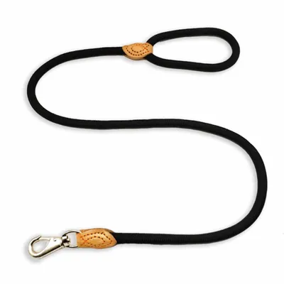 Produktbild von Monkimau Hundeleine aus Nylon für mittelgroße Hunde Leine in schwarz mit Leder