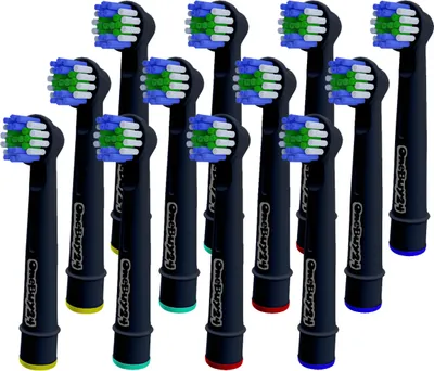 Produktbild von 12 Stück Aufsteckbürsten kompatibel für Oral-B Ersatzbürsten Bürstenköpfe SCHWARZ