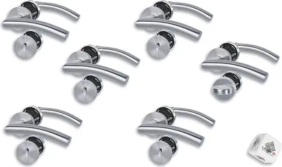 Produktbild von Edelstahl Türbeschlag 6er Set, Rosettengarnitur für 5 x Zimmertüren und 1 x WC/Badtüre, Türklinke Türgriff Türbeschlag