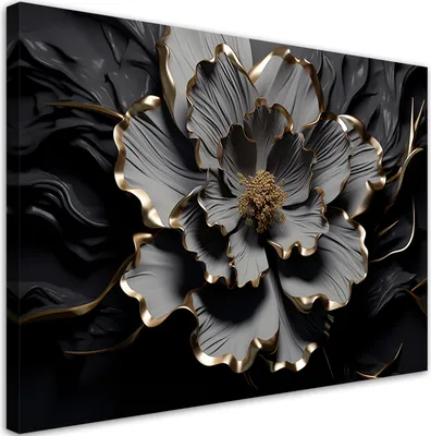 Produktbild von Leinwandbild Abstrakte glamouröse Lotusblüte  120x80 Feeby Gold bild für die wand bereit zum aufhängen