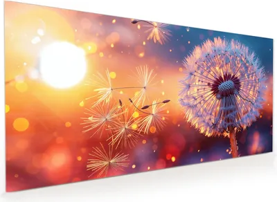 Produktbild von Küchenrückwand Spritzschutz Glas mit Motiv Pusteblume Sonnenuntergang 40 x 40 cm