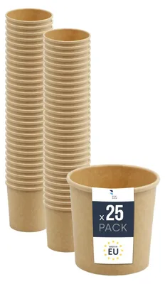 Produktbild von BenBow Einwegbehälter aus Kraftpapier ohne Deckel 25 x 350 ml