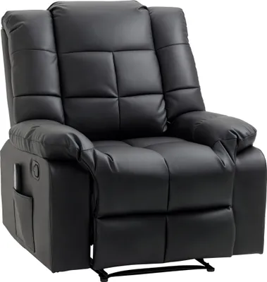 Image de HOMCOM Fauteuil de massage fauteuil de relaxation massant avec dossier inclinable manuellement et repose-pied fauteuil TV revêtement synthétique télécommande incluse noir