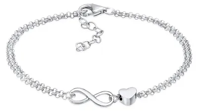 Imagen del producto de Pulsera para mujer, diseño de corazón, con el símbolo del infinito ("infinitum"), en plata de ley 925