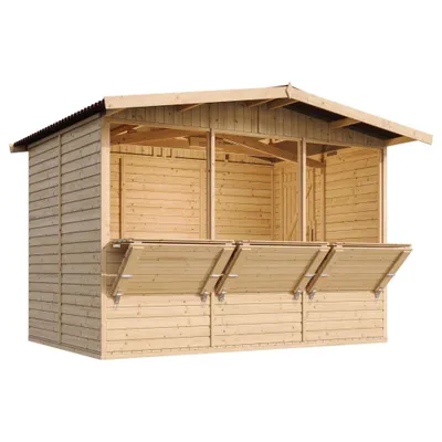 Zdjęcie produktu dla TIMBELA M150A H232x336x263 cm/6 m2, duży wielofunkcyjny bar ogrodowy drewniany stojak sprzedażowy