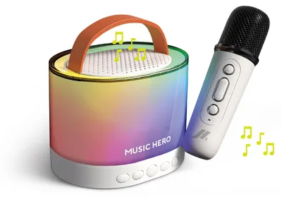 Immagine prodotto di Music Hero Karaoke Speaker Wireless Con Microfono, Luci Led Ed Effetti Vocali