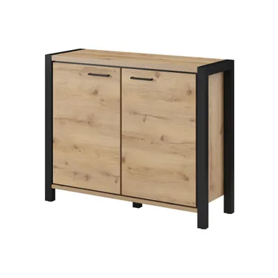 Produktbild von Moderne Wohnzimmer Kommode ACCRA-83 in Taurus Eiche Nb. und schwarzem Gestell, B/H/T: ca. 112/91/41 cm