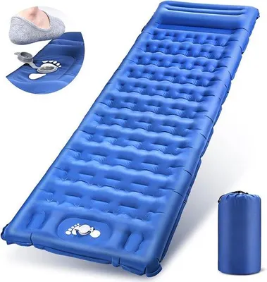 Produktbild von Famanu Campingluftmatratze selbstaufblasend mit Fußpumpe - blau