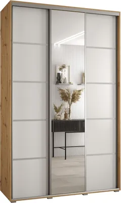 Produktbild von MEBLE KRYSPOL Davos 5 Schrank, drei Türen - 235,2x160x45 cm - Artisan Weiß Silber