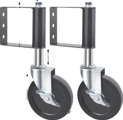 Obrázek produktu pro Kolečka na dveře, otočná o 360°, odolné gumové kolečko, černá barva
