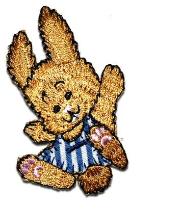 Obrázek produktu pro Happy rabbit animal - nášivka, nažehlovačka, nažehlovací obrázek, nášivka, nažehlovačka, velikost: 5,5 x 4,5 cm