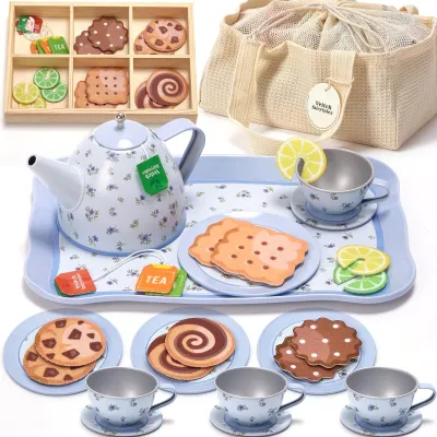 Immagine prodotto di Elzusha - Set da tè per bambini con accessori da cucina, ideale per l'uso all'aperto