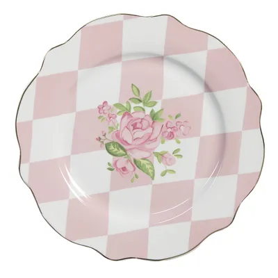 Produktbild von Clayre & Eef Frühstücksteller Ø 20 cm Rosa Weiß Porzellan Rosen