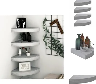 Zdjęcie produktu dla vidaXL Narożne półki pływające 4 szt. Szary beton 25x25x3,8 cm MDF - Półki ścienne