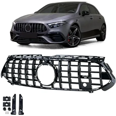 Sport Kühlergrill Schwarz Glanz für Mercedes A Klasse W177 V177 MOPF 2022 – Produktansicht