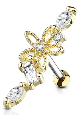 Produktbild von Helix Piercing Barbell Blume Gold/Klar