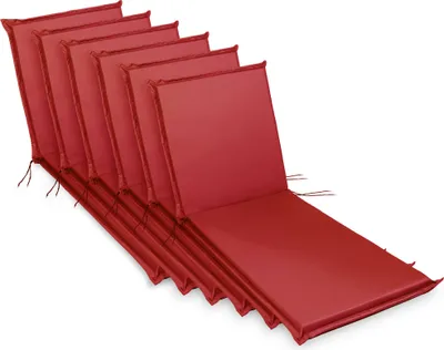 Produktbild von sunnypillow 6 Stück Liegenauflagen 190 x 60 Auflage Polster für Gartenmöbel extra dick 9cm waschbar wasserdicht Polsterauflagen für Gartenliege Sonnenliege Liegestuhl Kissen Rot