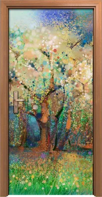 Produktbild von Türposter 90x200 cm Türaufkleber Türtapete Türfolie Klebefolie Baum abstrakte farbenfrohe Landschafts