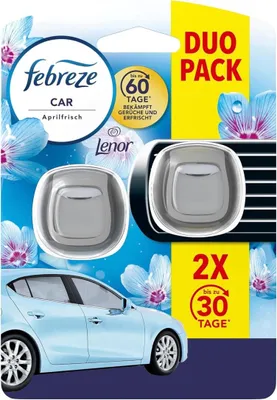 Produktbild von Febreze Auto Lufterfrischer 4ml, Auto-Clip-Nachfüller mit Duft Aprilfrisch 2 Stk