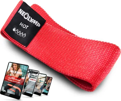 Produktbild von NEOLYMP kurze Fitnessbänder Stoff mit Fitness Traningsprogramm E-Book - waschbare Resistance Bands, Widerstandsbänder, Gymnastikband, Fitnessband