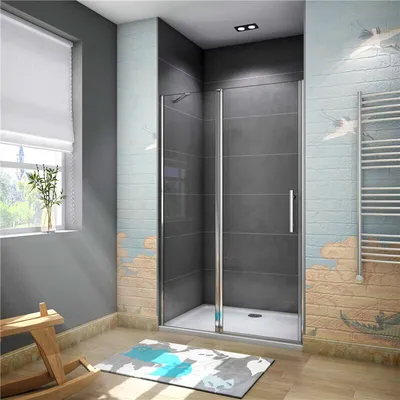 Produktbild von B.90cmxH.195cm Duschkabine Drehtür Nischentür 6mm ESG Nanoglas Duschwand dusche Schwingtür