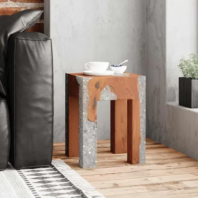 Image de vidaXL Tabouret en bois massif teck et résine