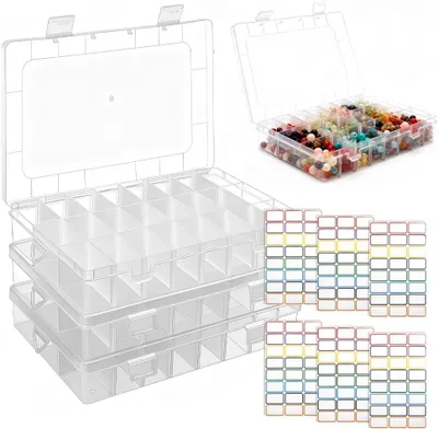 Imagen del producto de Caja de almacenamiento con 24 compartimentos, de plástico, de 19,8 x 13,4 x 3,8 cm, para organizar