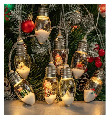 Weihnachts-Lichterkette, 2 m, LED, warmgelb, 10 Lampen, batteriebetrieben