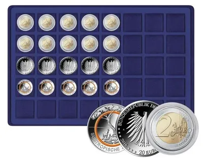 Produktbild von Lindner 2329M-40 Tableau für 40 Münzen bis 34 mm Ø blau