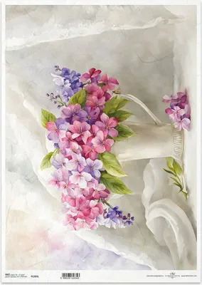 Produktbild von Reispapier Decoupage Bastelpapier für Decoupage A3 ITD-1301L Blumen in einer Vase