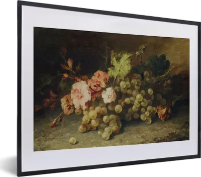 Produktbild von MuchoWow® Gerahmtes Poster Obst - Stilleben mit Weintrauben - Alte Meister 40x30 cm - Poster mit Schwarzem Bilderrahmen Wandposter Rahmen Foto Bilder - Bilderrahmen - Poster im Rahmen