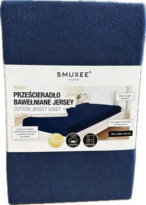 Image de Drap housse coton jersey Smukee 160x200 cm bleu marine