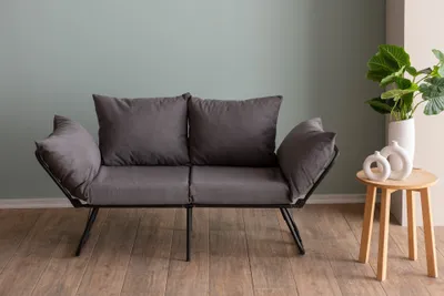 Produktbild von Hanah Home, Viper 2-Seater - Grey, 2-Sitzer-Schlafsofa, 100 % METALL, Grau, 150 x 60 x 78 cm