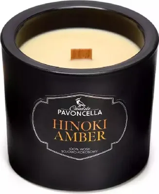 Produktbild von Hinoki Amber Sojakerze, schwarz, 170 g – Pavoncella