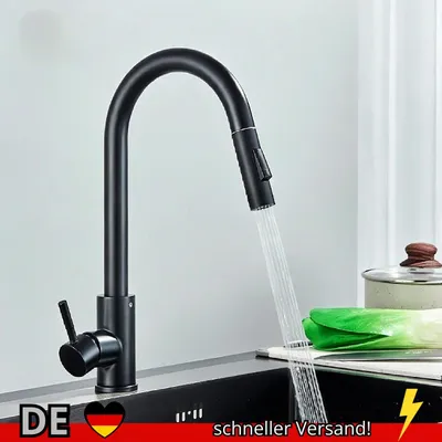 Produktbild von Küchenarmatur Schwarz Ausziehbar 2 Funktionen Einhebelmischer
