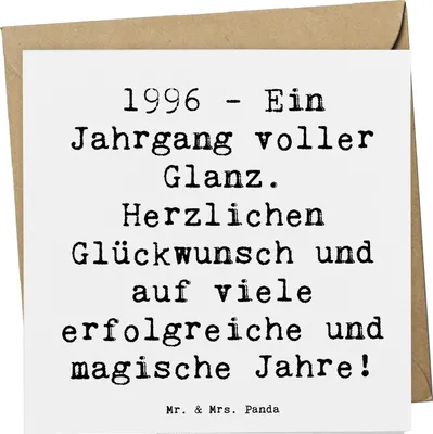 Produktbild von Mr. & Mrs. Panda Glückwunschkarte Spruch 1996 Geburtstag - Weiß - Geschenk, Happy Birthday, doppelkarte, anlasskarte, Geburtstagsgeschenk, faltkarte, Klappkarte, Alter