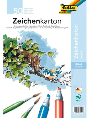 Produktbild von Folia Tonpapier Zeichenkarton weiß - 120 g/m? - 120 g/m² - A3