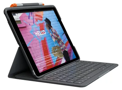 Produktbild von Logitech Slim Folio - Tastatur und Foliohülle - Bluetooth - Deutsch - Graphite - für Apple 10.2-inch iPad (7. Generation)