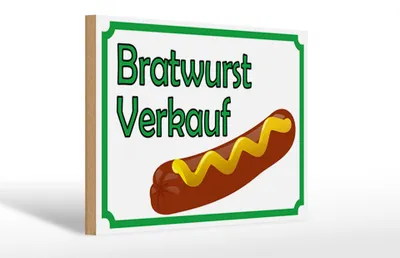 Produktbild von Holzschild Hinweis 30x20cm Bratwurst Verkauf Restaurant